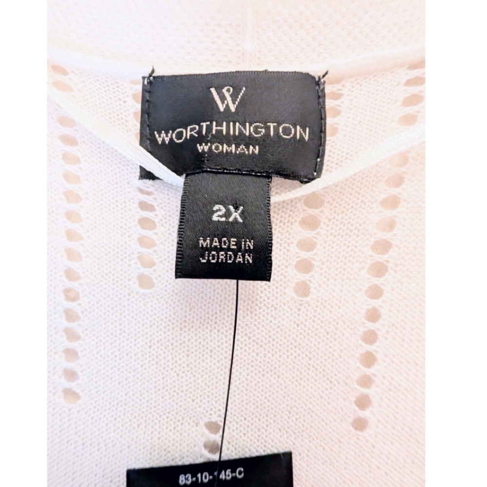 Worthington‎ Women's Sweater Cardigan 2xl White NWT Open Front Normcore - Picture 4 of 6